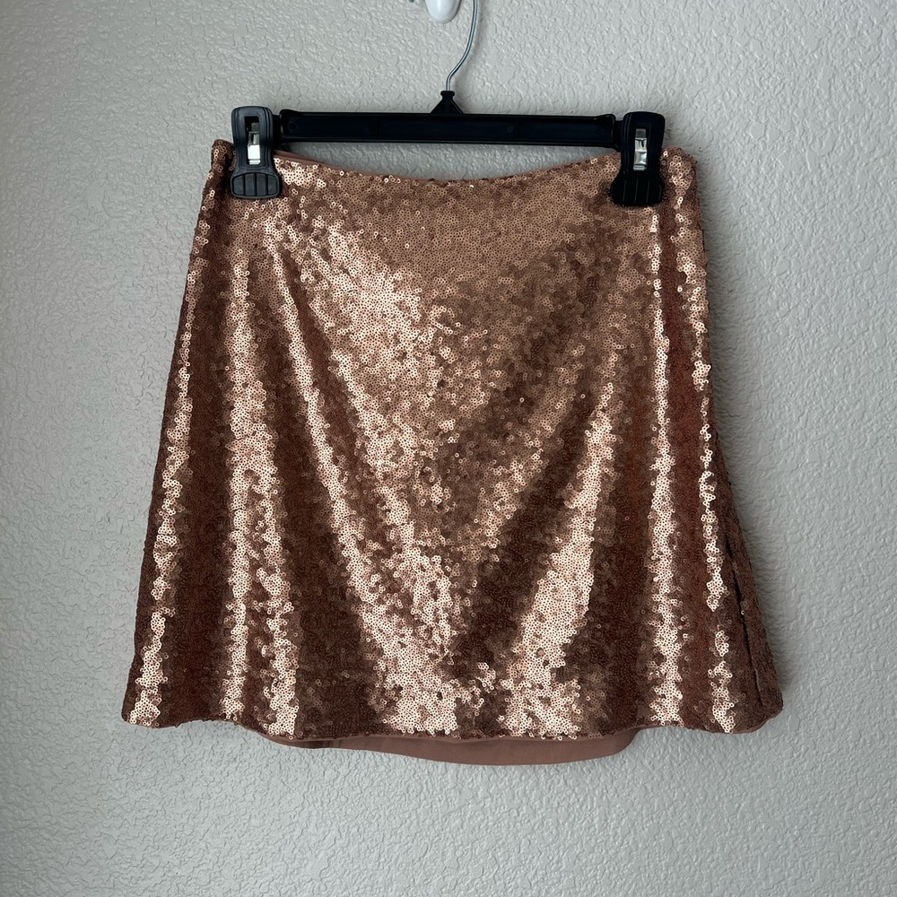 NWT Abercrombie Sequin Rose Gold Mini Skirt, S